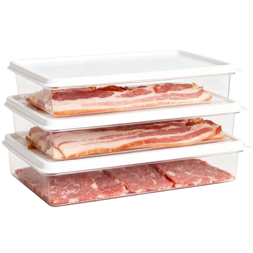 3pcs Deli Meat Container for Fridge, Stackable Ham and Cheese Storage Container with Lids, Bacon Lunch Meat keeper for Refrigerator, Transparent Cold Cuts Storage Containers, BPA Free