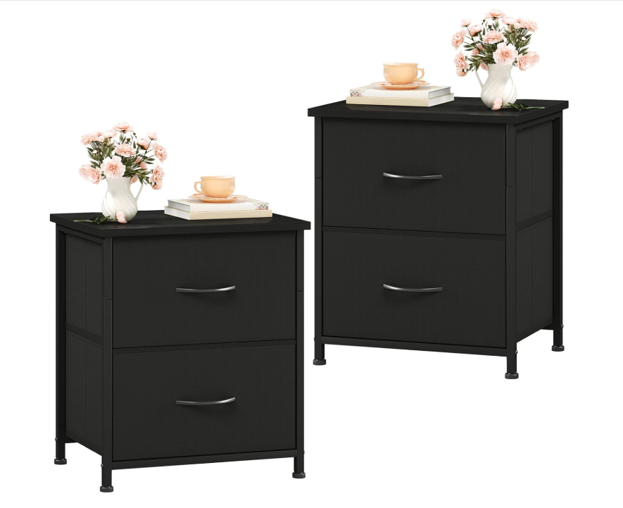 Nightstand with 2 Fabric Drawers, Bedside Table, Side End Table