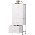 Storage Tower with 4 Drawers - Fabric Dresser, Organizer Unit for Bedroom, Living Room, Closets - Sturdy Steel Frame, Easy Pull Fabric Bins & Wooden Top