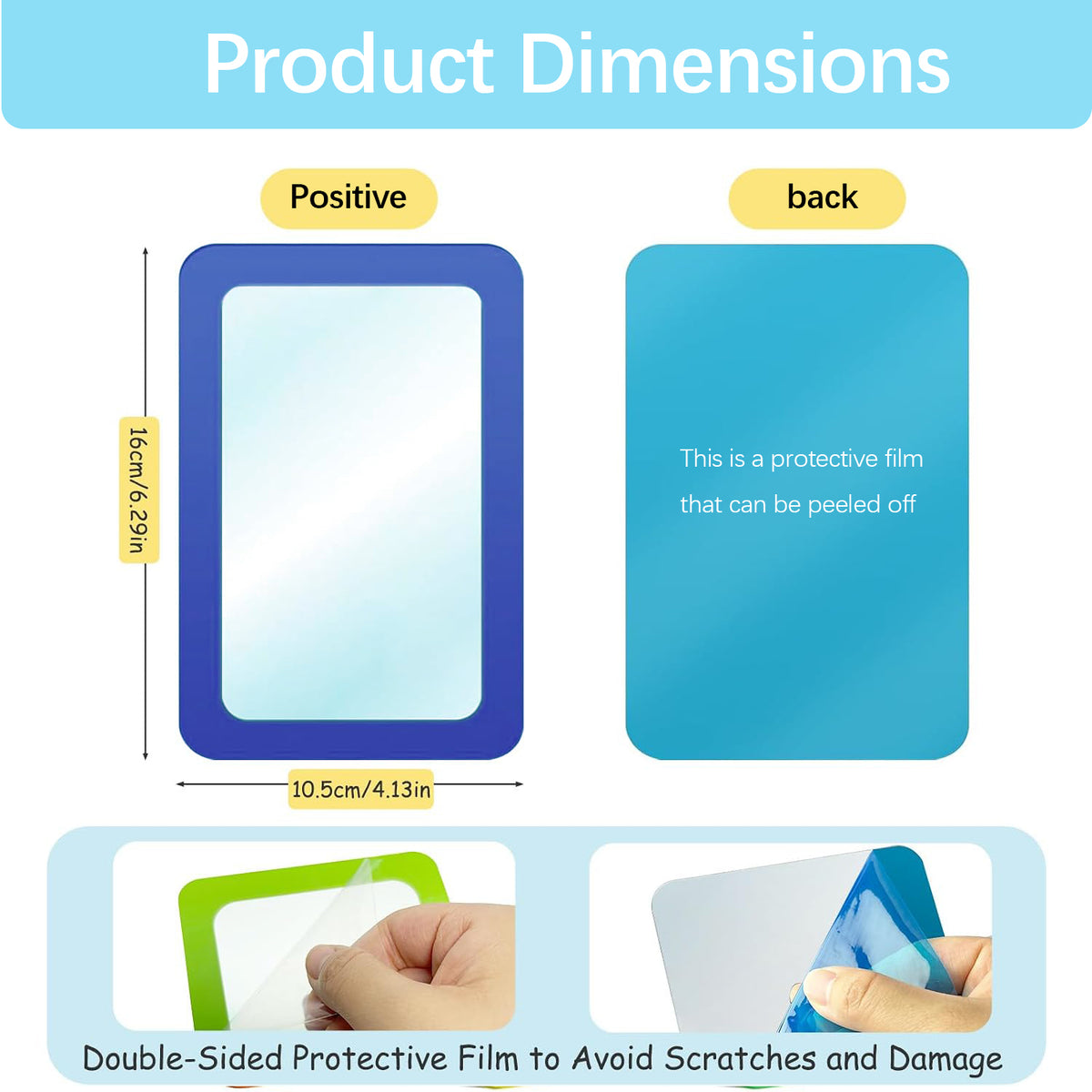 6 Pcs Unbreakable Shatter Proof Mirror for Kids, 6 x 4 in, Multi-Color