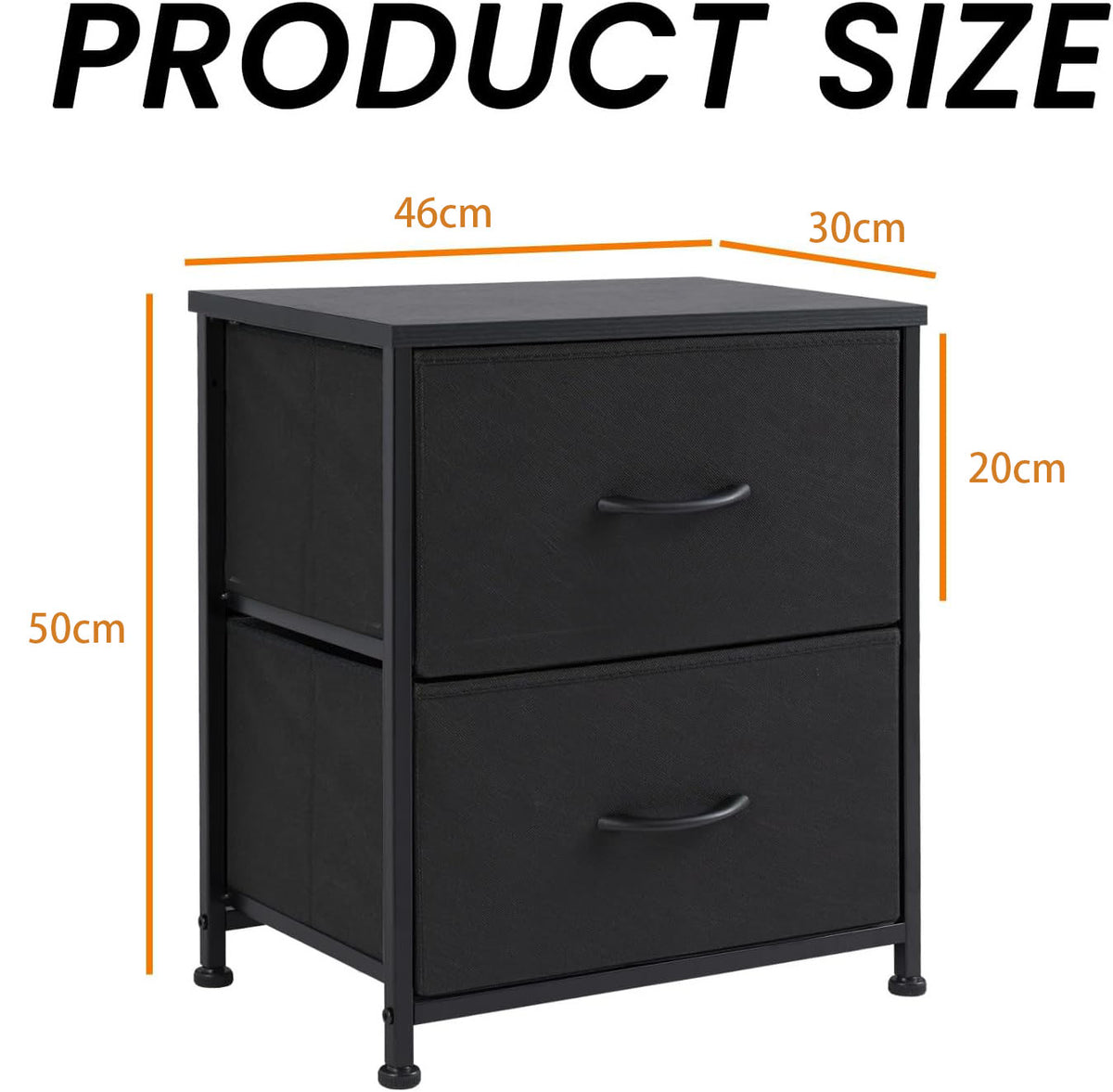 Nightstand with 2 Fabric Drawers, Bedside Table, Side End Table