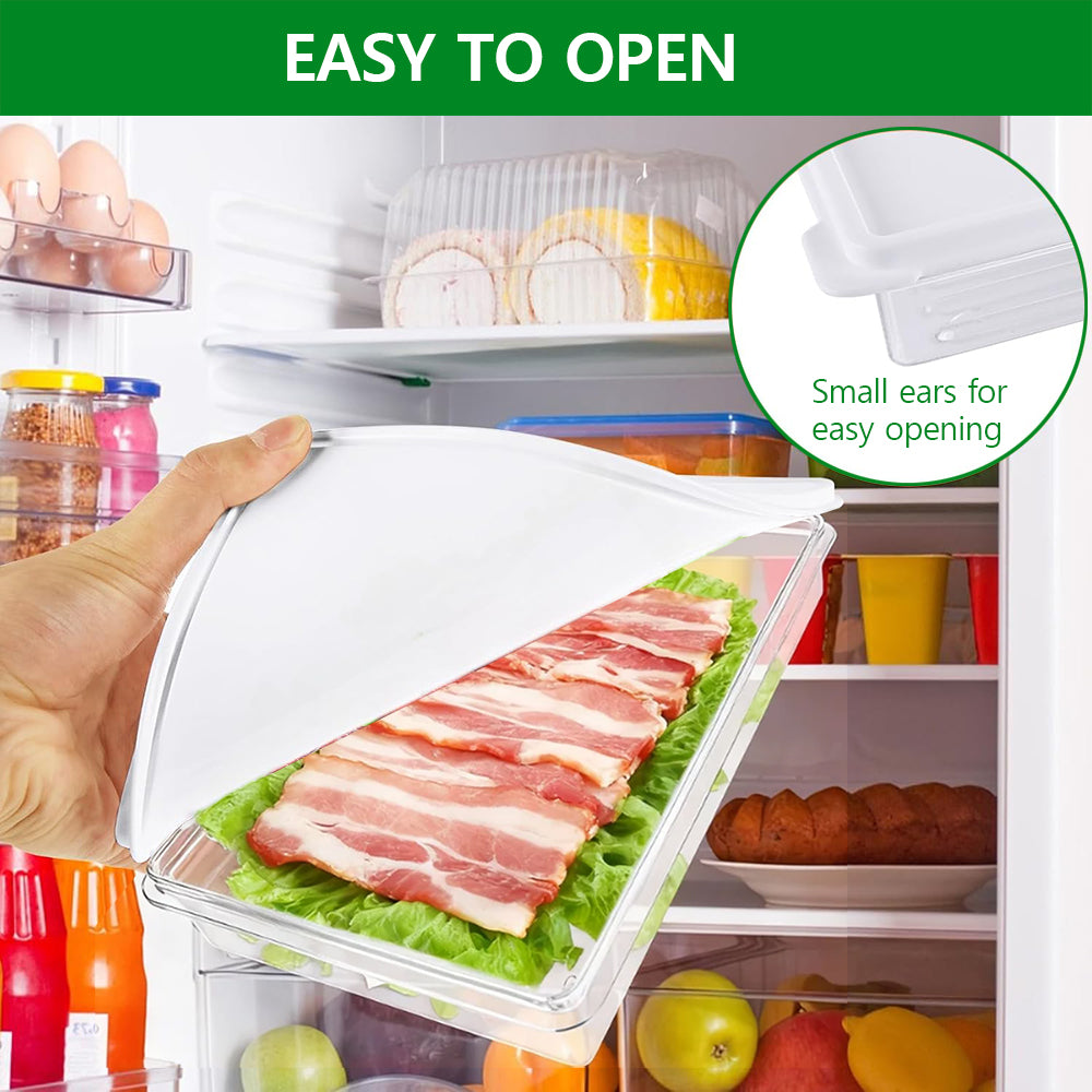 3pcs Deli Meat Container for Fridge, Stackable Ham and Cheese Storage Container with Lids, Bacon Lunch Meat keeper for Refrigerator, Transparent Cold Cuts Storage Containers, BPA Free