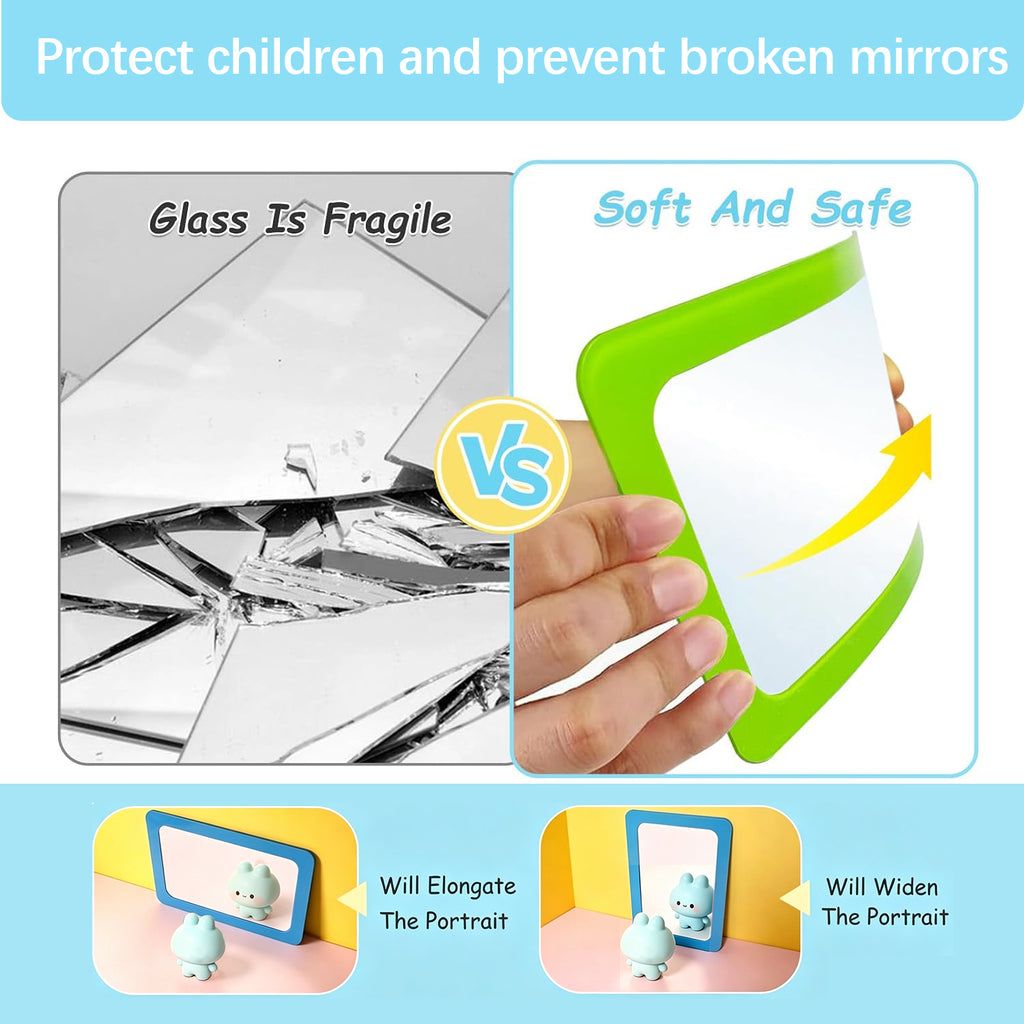 6 Pcs Unbreakable Shatter Proof Mirror for Kids, 6 x 4 in, Multi-Color