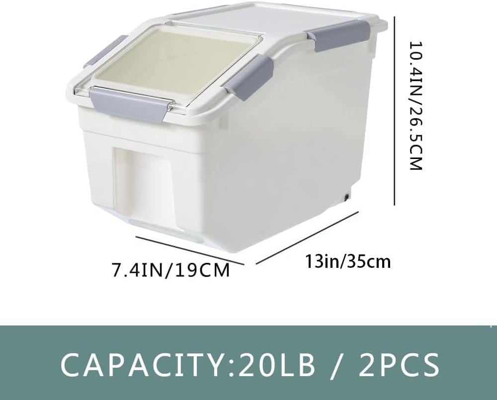 30lb Food Storage Container with Scoop with Handle & Wheels, 2 Pack