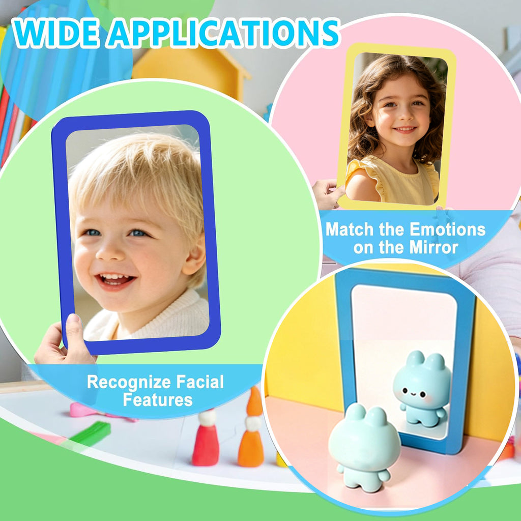 6 Pcs Unbreakable Shatter Proof Mirror for Kids, 6 x 4 in, Multi-Color