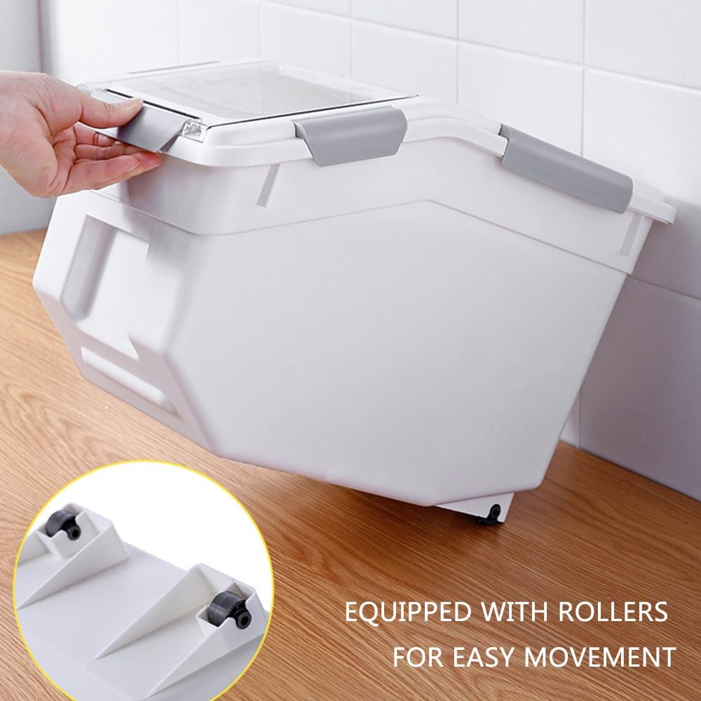 30lb Food Storage Container with Scoop with Handle & Wheels, 2 Pack