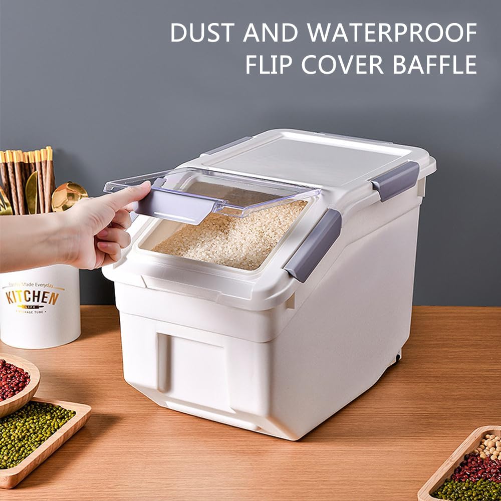 30lb Food Storage Container with Scoop with Handle & Wheels, 2 Pack