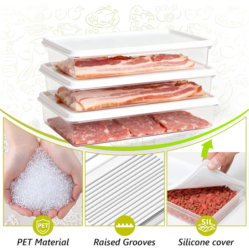 3pcs Deli Meat Container for Fridge, Stackable Ham and Cheese Storage Container with Lids, Bacon Lunch Meat keeper for Refrigerator, Transparent Cold Cuts Storage Containers, BPA Free